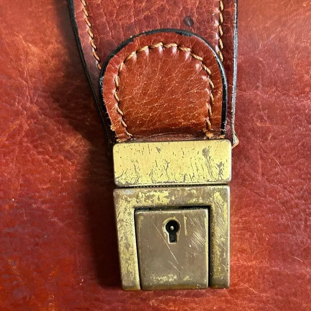 Vintage Paulo Giannini Brown Leather Doctor’s Bag Style Briefcase